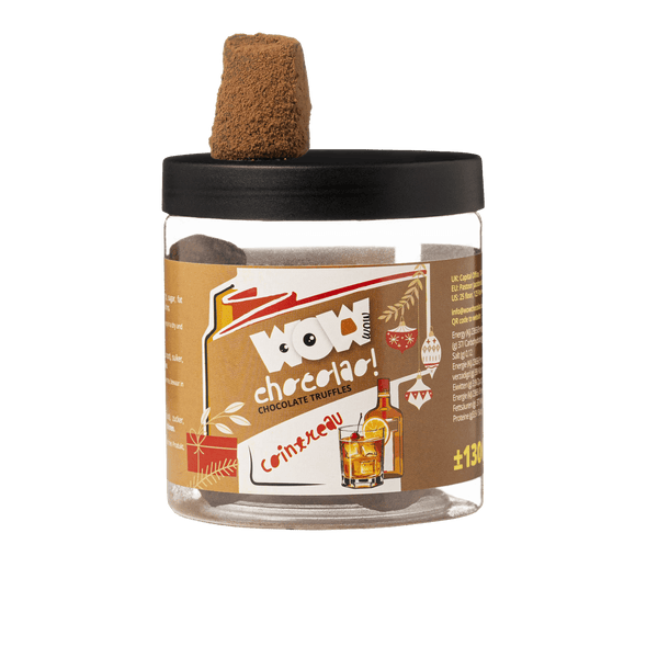 Barattolo regalo di tartufi di Natale Cointreau 130g | Cioccolato al liquore all'arancia