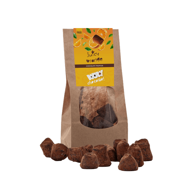 Tartufi di Cioccolato all’Arancia Succosa - Sacchetto Biodegradabile 130 g