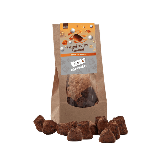 Saltkaramel chokoladetrøfler - Juleudgave - Biologisk nedbrydelige poser 130g